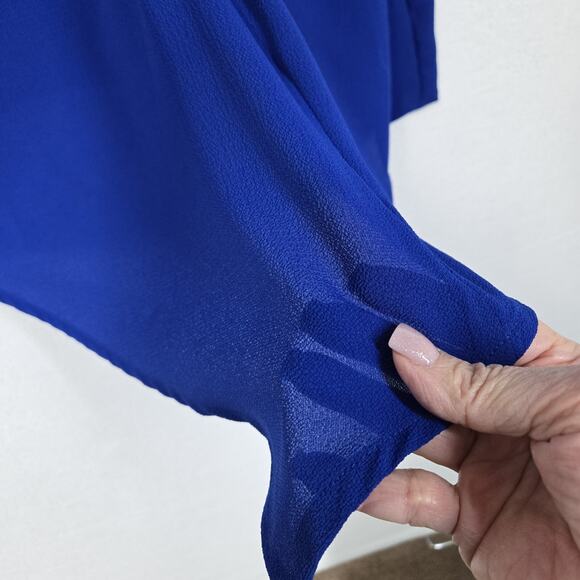 Cocomo Twist Front Top Sz M Blue Sleeveless Keyhole Back Stretch Office NEW - Picture 5 of 13